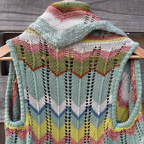 Rosie Neira Anthropologie Chevron Knit Open Front Cardigan Sweater XS/S Small - Picture 5 of 5